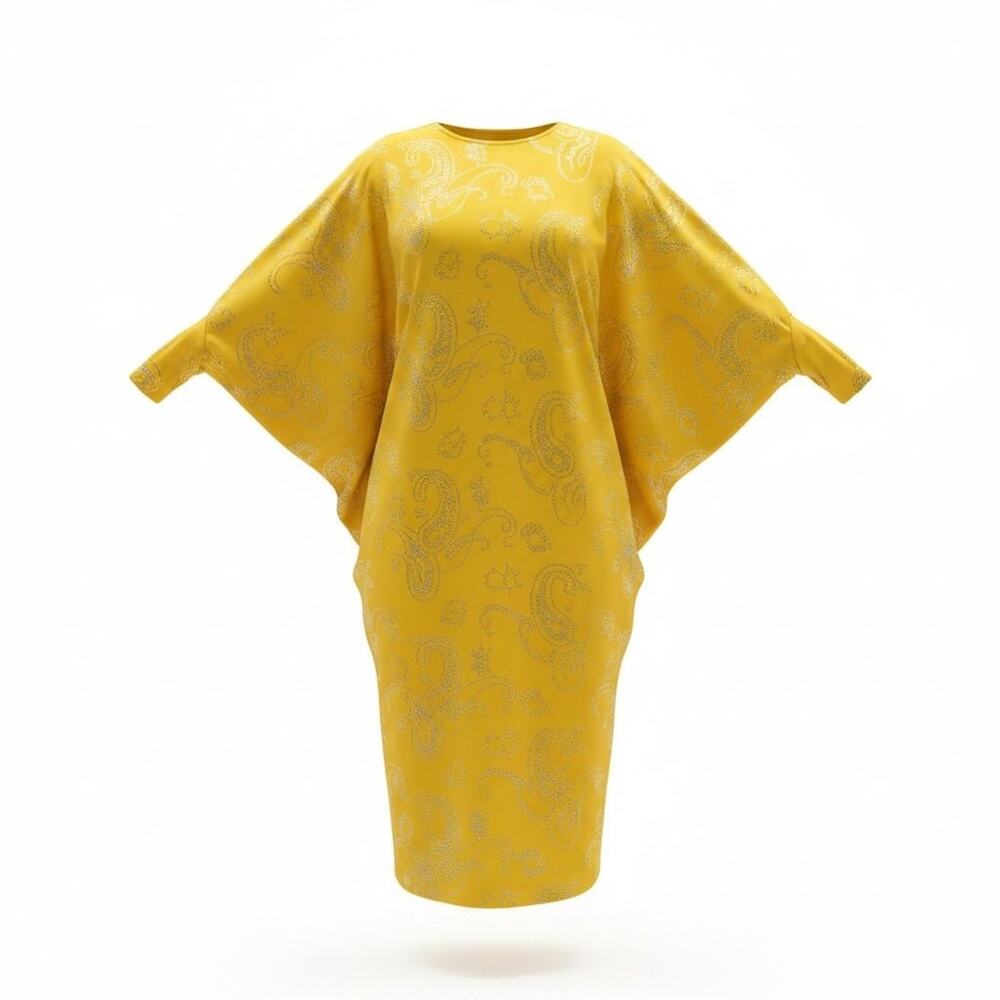 Vintage David Brown Kaftan Muumuu SWIRLS SEQUIN BATWING SLEEVE MAXI LOUNGEWEAR